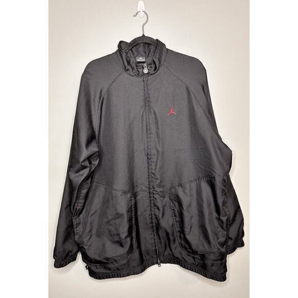 Nike Air Jordan Track Jacket Men XL Rain Windbreaker Black‎ Mesh Lined Vintage - Picture 1 of 16